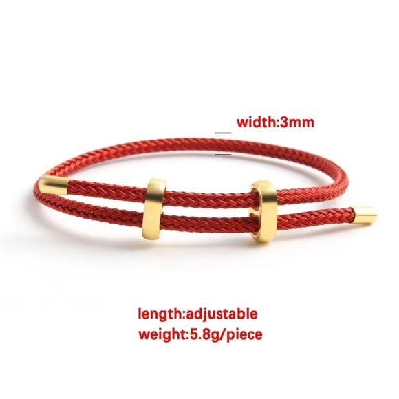 Elegant Red and Gold Braided Bracelet - Picture 4 of 5